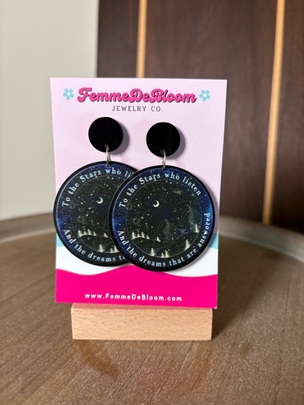 💛BOGO💛 FemmeDeBloom ACOTR Night Sky Round Drop Earrings - Black & Navy